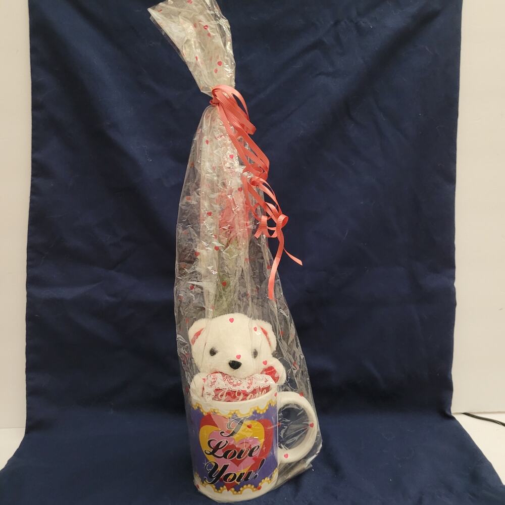 Romantic "I Love You" Coffee Cup with Teddy Bear & Rose